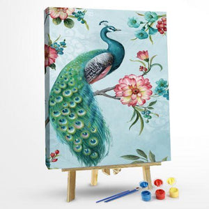 Paint by Numbers Kit-Peacock and Flower