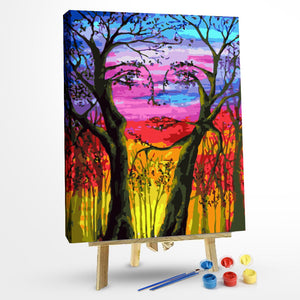 Paint by Numbers Kit-Abstract Art Tree Girl