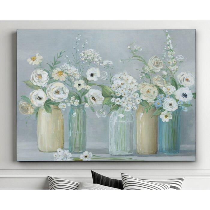 'Blooming Meadow Beauties' Watercolor Painting Print on Wrapped Canvas