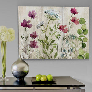 'Meadow Flowers I' Watercolor Painting Print on Wrapped Canvas