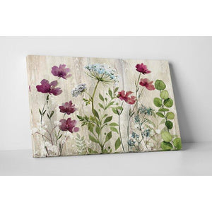 'Meadow Flowers I' Watercolor Painting Print on Wrapped Canvas