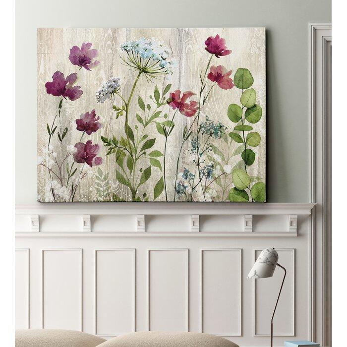 'Meadow Flowers I' Watercolor Painting Print on Wrapped Canvas