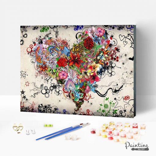 Paint by Numbers Kit – Set of Flower Heart