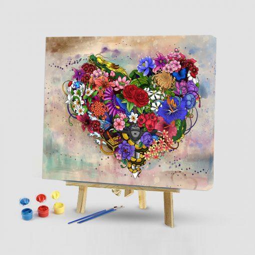 Paint by Numbers Kit – Set of Flower Heart