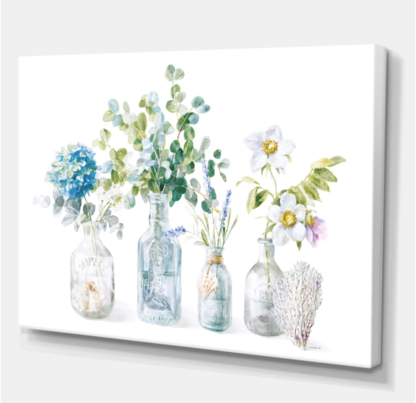 Designart 'RW Beach Flowers I' Cottage Canvas Wall Art