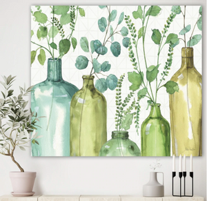 Designart 'Mixed Botanical Green Leaves I0' Cottage Premium Canvas Wall Art