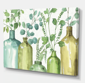 Designart 'Mixed Botanical Green Leaves I0' Cottage Premium Canvas Wall Art