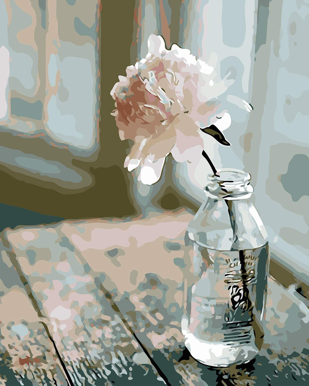 Peony Flower in Glass Bottle