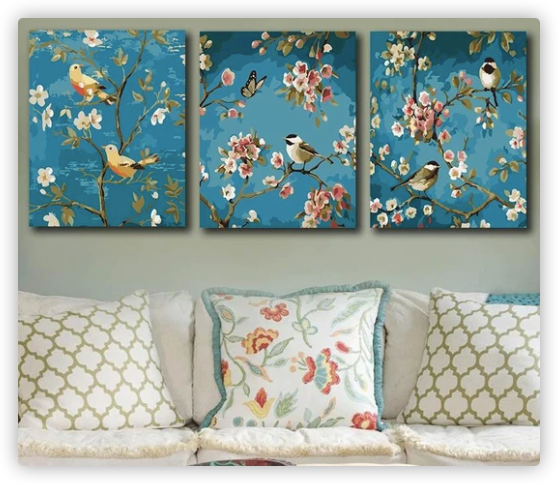 Birds and flowers Painting for Home Decor